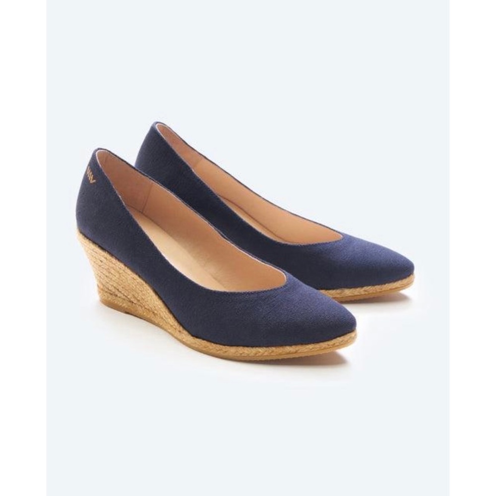 Classic Navy Espadrille Wedge Pumps - Women's